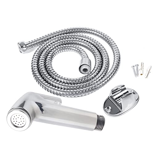 FTVOGUE Pulvérisateur de Toilette Portatif pour Bidet, avec Support Mural de Tuyau de 59 Pouces, pour le Nettoyage Personnel des Animaux Domestiques, des Toilettes