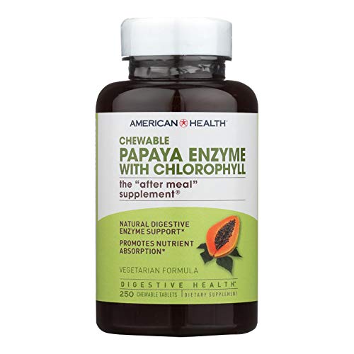American Health Papaya Enzyme with Chlorophyll Chewable - New Packaging - 250 Vegetarian Tablets (Pack of 2) American Health Papaya Enzyme with Chlorophyll Chewable - New Packaging - 250 Vegetarian Tablets (Pack of 2)