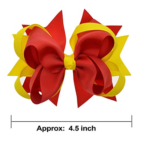 Lclhb 4.5"-5" Semi-Big Hair Bows Clips For Girls Teens Child Pack Of 12 #TOP1