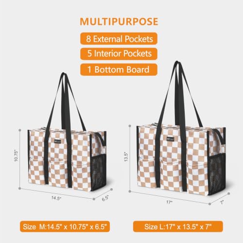 Image of TOPDesign Utility Water Resistant Tote Bag with 13 Pockets, Top Zipper Closure & Thick Bottom Support, for Working Women