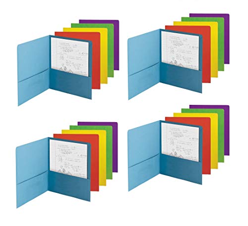 Smead Economy Two-Pocket File Folder, Up to 100 Sheets, Letter Size, Assorted Colors, 50 per Carton, Sold as 4 Pack, 200 Folders Total (87863)