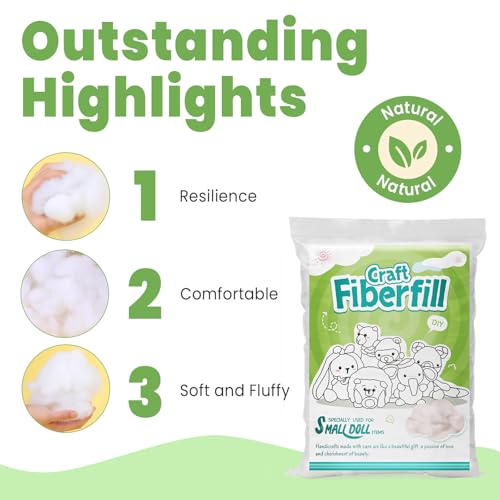 Fedmut Polyfill Stuffing, 1.76oz/50g Premium Polyester Fiber Fill, High Resilience Fiberfill Stuffing for Stuffed Small Animals, Small Dolls Crochet Handicraft (Small Pack) - Thumbnail 5