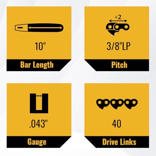 3 Pack 10 Inch Semi-Chisel Chainsaw Chain, 3/8"LP Pitch .043" Gauge 40 Drive Links Replacement Saw Chain Compatible with Husqvarna Craftsman Poulan Greenworks — view 2