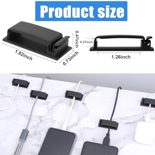 50 Clips para Cable, Clips Autoadhesivos para Gestión de Cables, Negro | Organizador de Cables y Soporte para Cables de TV y Ethernet para Escritorio en Casa u Oficina miniatura 2