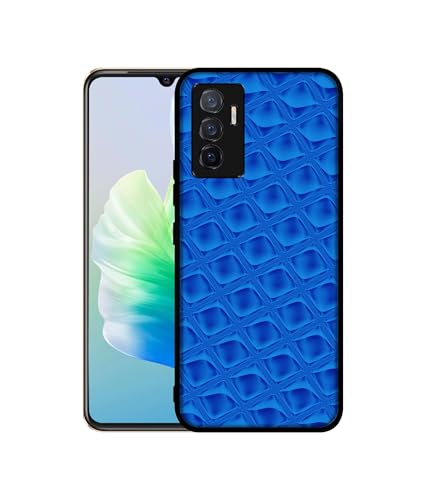 Image of Blue Diamond Design Premium 2D Printed Metal Back Case Cover for Vivo V23E 5G / Y75 4G