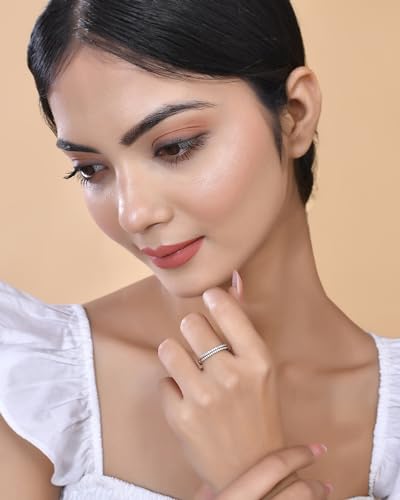 Image of ROOVI Pure 925 Sterling Silver AD Ring I Indian Ring Size-14 I Gifts for Girlfriend I Gifts for Women & Girls| With Certificate of Authenticity and 925 Stamp