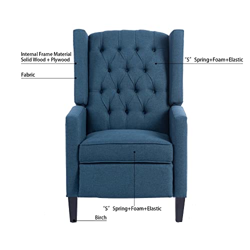 Triple Tree Accent Chair,Velvet Tufted Push Back Recliner Chair,Single Sofa Comfy Reclining Sofa Living Room Chair Wingback Arm Chair With Nailed Trim For Bedroom Home Theater Reception Area,Blue #TOP5