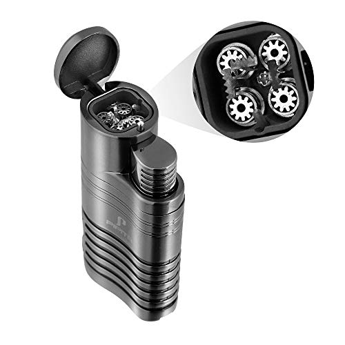 Pipita Cigar Lighter And Cigar Cutter Set (2Pcs/Set), Jet 4 Flame Cigar Lighter Torch And Cigar Cutter , Packing With Nice Gift Box (Pt202-Bk Black) #TOP4