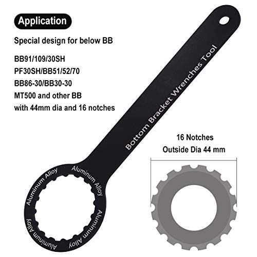 Acekit Bike Bottom Bracket Wrench 16 Notch for Shimano BB51/BB52/BB70/BB71/BB91/BB92/RS500/MT500/SRAM GXP Series BB and Other External Bearing Bottom Bracket Cups with Outside Diameter of 44mm-Black