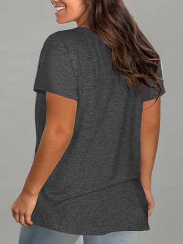 Image of DOLNINE Plus-Size Tops for Women Casual Short Sleeve Color Block T-Shirts