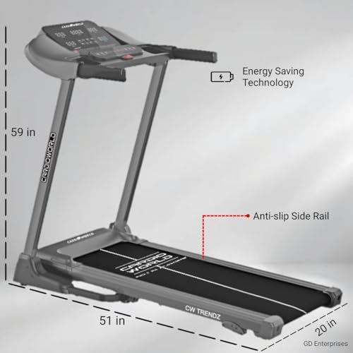 Image of CW Trendz AI 3HP DC Motor Treadmill with 14 km /h Speed, Manual Incline, Bluetooth, LED Display, Foldable Design, 120kg Capacity - Ideal for Home Workout