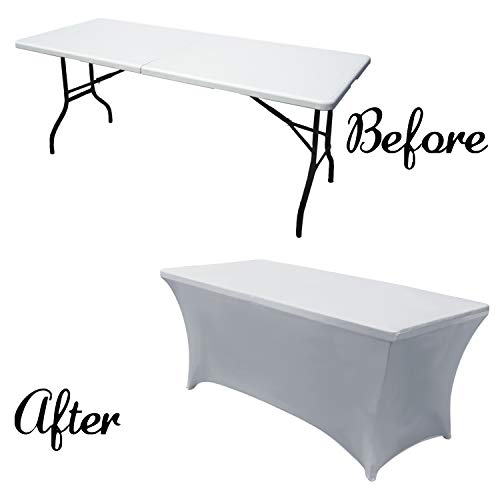 Abccanopy Spandex Tablecloths For 6 Ft Home Rectangular Table Fitted Stretch Table Cover Polyester Tablecover Table Toppers #TOP3