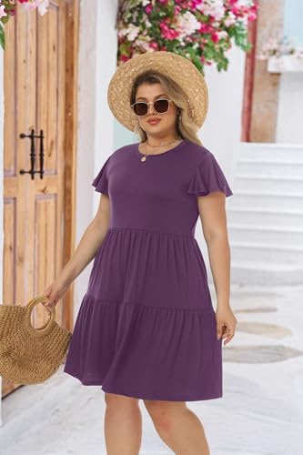 Image of HiMONE Summer Dresses for Women 2025 Vacation Sundresses Ruffle Sleeve Boat Neck with Pockets A Line Casual Dress XS-2XL
