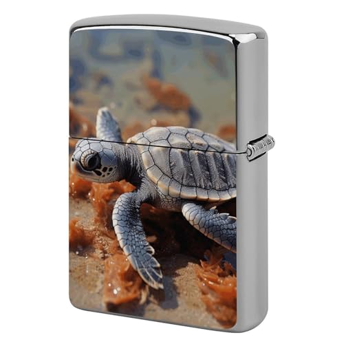 Coque de briquet tortue de mer en métal robuste et finitions vintage durables