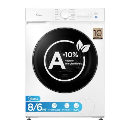 Midea Waschtrockner 8/6 kg EEK A-10% 15 Min Schnellwäsche weiß MFV3ED80BA10
