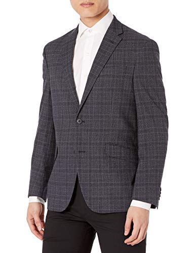 Kenneth Cole REACTION Men's Techni-Cole Stretch Blazer, Blue/Brown, 44 Long