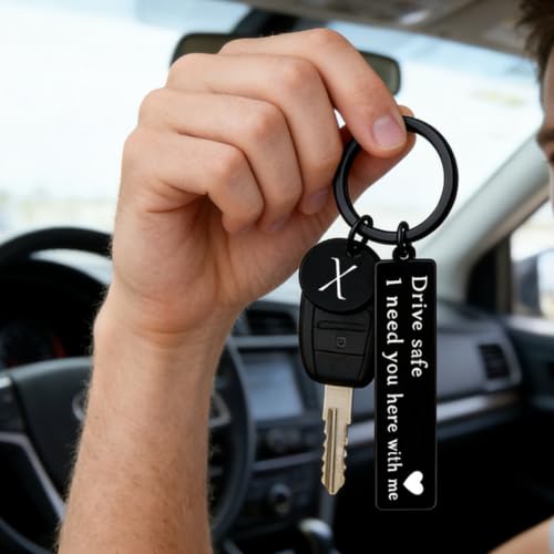 Image of drive safe keychain for him key rings for her men boyfriend