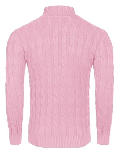 Image of COOFANDY Men's Slim Fit Turtleneck Sweater Casual Twisted Knitted Pullover
