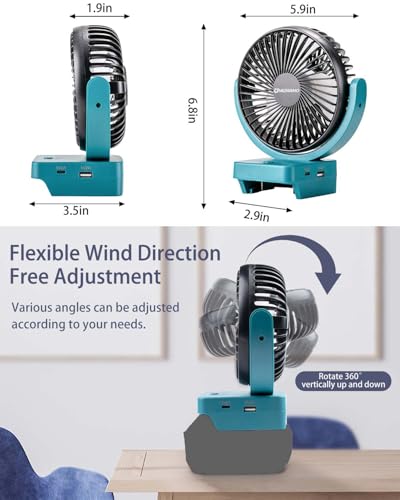 Image of Uniqwamo Portable Battery Powered Fan Compatible for Makita 18V Battery