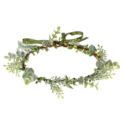 Vividsun Bridal Green Leaf flower Crown Eucalyptus Floral Headband Wedding Festivals Photo Props