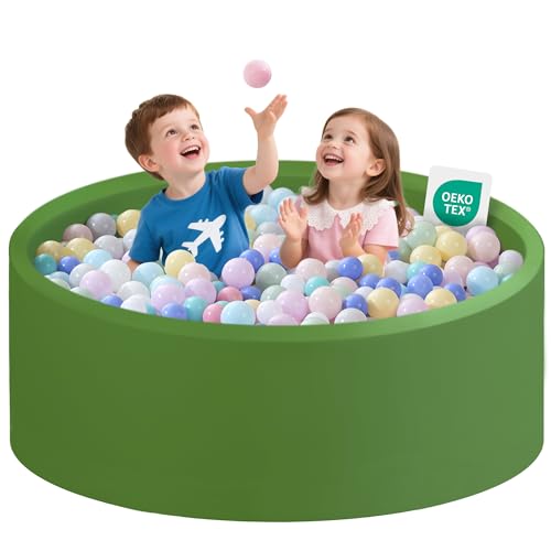 Zedachica Ball Pit for Toddlers 47.24''x15.75'' Baby Ball Pits Round Foam Ball Pits Lagre Kids Ball Pit Kids Play Ball Pool Ideal Gift for Children (Green, NO Balls)