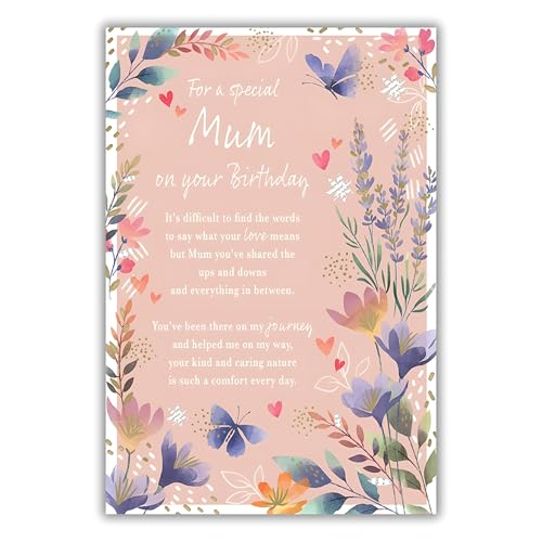 IC&G Birthday Card for Mum Floral Butterfly Design
