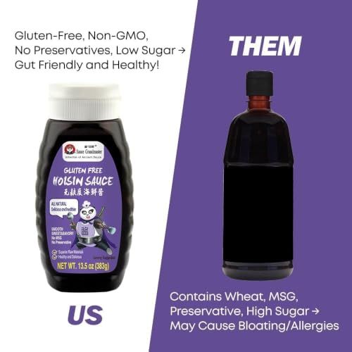 Image of Gluten Free Hoisin Sauce for Stir Fry, Clean Ingredients, Sauce Grandmaster | Authentic Chinese Hoisin Sauce, 20 Calories Per Serving, No Preservatives, Easy-Squeeze Bottle For Stir-Fries, Bbq & Dipping