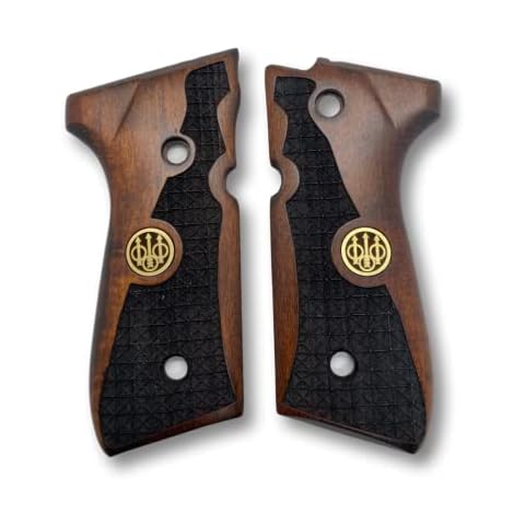 Zib Grips Wooden Handmade Grips for Beretta 92FS, 92, 92F, 92A1, 92FS INOX, 92G, 92D, 96, 96D, 96A1, M9, M9A1 and Girsan Regard MC Grips, Cachas para 9mm Beretta 92FS (Zib | Metal Logo) Cover