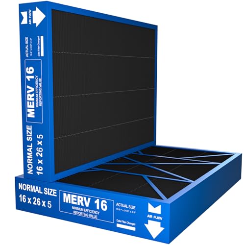 Image of MERV 16 Filter Compatible with Lennox X8789 Filter Replacement PCO16-28 Air Purifier Cleaner - 16 inch x 26 inch x 5 inch,actual size: 15.9 inch x 24.9 inch x 4.3 inch, 2 Pack