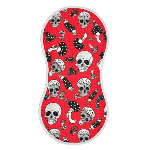Skulls Mushrooms Diverse Red Burp Cloths for Babies Burp Rag Cotton Spit Up Rag for Babies Newborn2