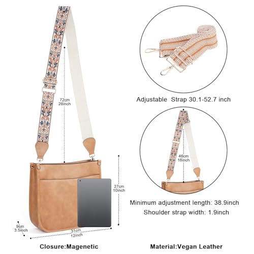 Image of Crossbody Bag Women Vegan Leather Hobo Handbag Trendy Crossbody Shoulder Bag Purses For Women with 2 Adjustable Strap