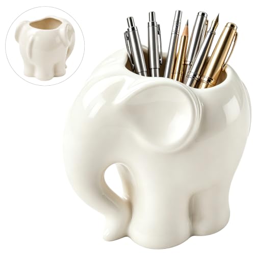 ComSaf White Elephant Gifts for Adults, Ceramic Pen Holder for Christmas
