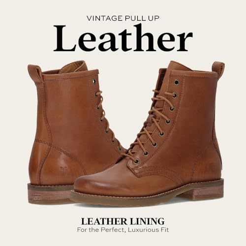 Image of Frye Veronica Women's Combat Boots Crafted from Hand-Burnished Vintage Italian Leather with Genuine Stitch-Down Welt Construction and Leather Lining - 6 inch Shaft Height