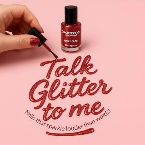 Image of Coloressence Talk Glitter to Me Nail Paint Kit, Set of 5 with FREE Nail Polish Remover | Glitter Sparkle Finish | Quick Dry | Chip Resistant