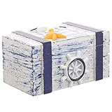 Ciieeo Caja de Almacenamiento para Joyas de Madera Estilo Mediterráneo, Joyero Mini para Anillos y Pendientes, Organizador Decorativo para Dormitorio, Diseño Barco Antiguo y