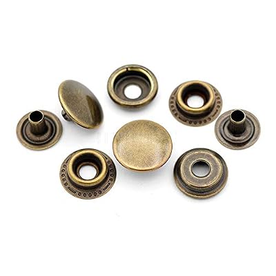 CRAFTMEMORE 50 Sets Antique Brass Snap Fasteners Ring-Socket Press Studs for Jacket Bag Canvas Closures #201 VT47 (12mm (0.47))