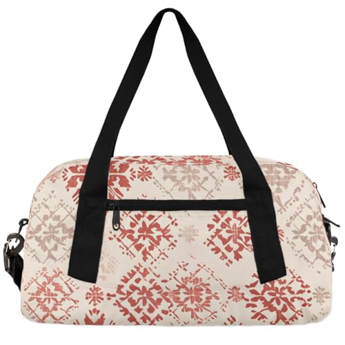 Grunge Geometric Flowers Kids Duffle Bag Boys Girls Small Sport Dance Gym Bag for Overnight Travel Weekender Carry On