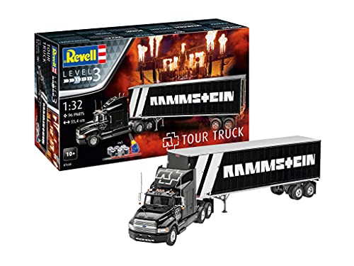 Revell 07658 Geschenkset Tour Truck Rammstein, LKW mit Trailer zum Selberbauen im Maßstab 1:32, 55,4 cm Ford…