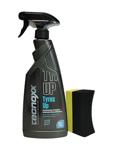 Tecnoxx Performance Detailing Tyres Up - Glanzmittel und Feuchtigkeitsspender für Autoreifen und Gummi - UV-Schutz, intensiver Glanz und sofortiges Ergebnis - 750 ml mit Sprühflasche