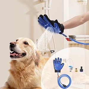 All-in-One Dog Grooming Bath Tool: Shower Scrubber, Dog Washing Gloves, Perfect for Cat and Dog Grooming, Pet Store Essential, Brush Glove & Hose Sprayer by Busteelight