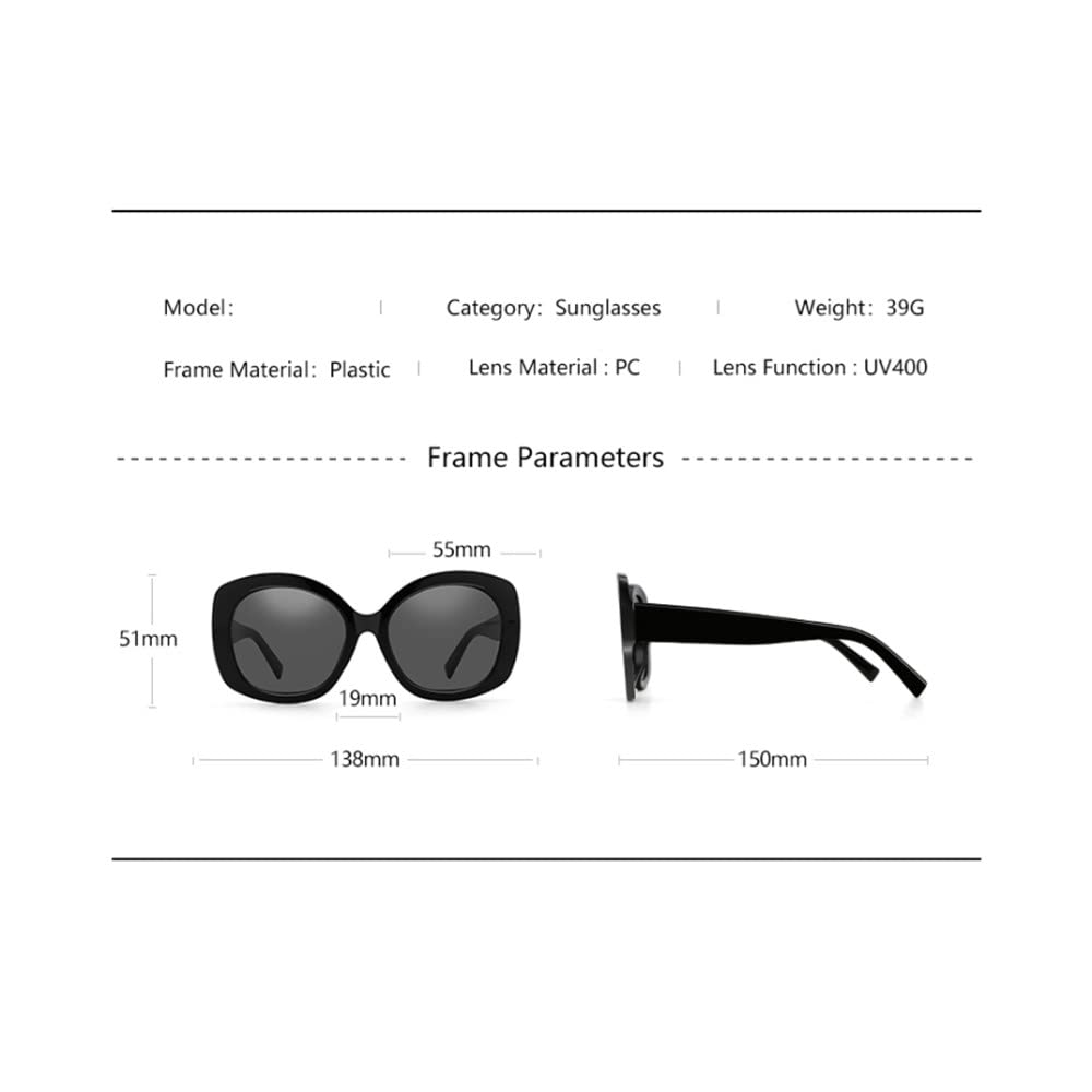 Damen-Sonnenbrille mit UV400-Schutz, ultraleichte, übergroße Sonnenbrille zum Fahren, Retro-Sonnenbrille