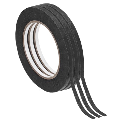Image of PATIKIL Masking Tape 0.3 Inch x 55 Yard, 3 Roll General Purpose Adhesive Painting Tape Painters Tape for Arts Crafts Label, Black
