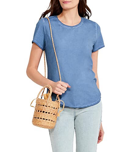 NIC+ZOE Short Sleeve Shirt Tail Crew Tee China Blue LG (US 12-14)