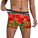 yyunbmr - Men's Funny Boxer Briefs 3D Cut Out Shorts Fashion Shorts for Men Poppy Flowers Vivid Petal Print Black XXL