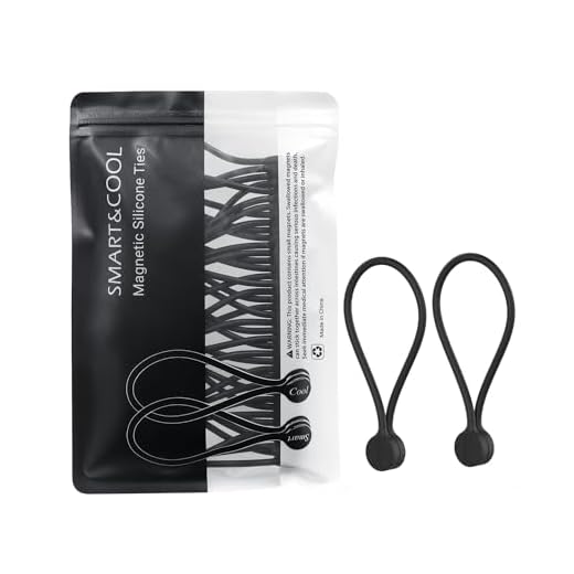 SMART&COOL Reusable Silicone Magnetic Cable Ties, Black, 20-Pack