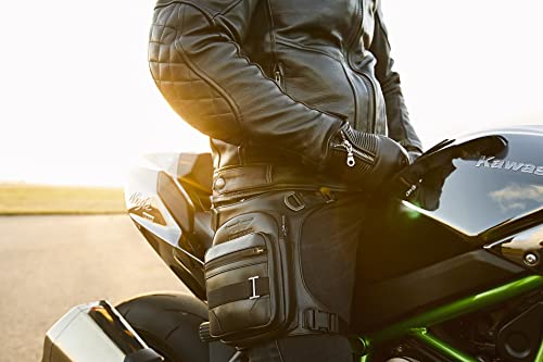 Sacoche de jambe moto cuir vachette pleine fleur noir ajustable