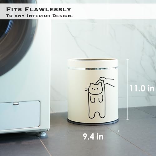 Image of Juju Cat Trash Can - Cat Decor Garbage Can - Small Waste Basket for Bedroom - Garbage Bin Trashcan - Wastebasket Dustbin Trash Cans - 3.3 Gallon / 12.5 Liter (Hey)