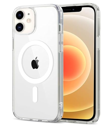 Image of DARKFIT Back Cover Case Compatible with iPhone 12 & 12 Pro | White Mag-Safe Magnetic Cover | TPU Ultra Hybrid | Camera Bump Protection | Compatible with Wireless Charging | Color Clear