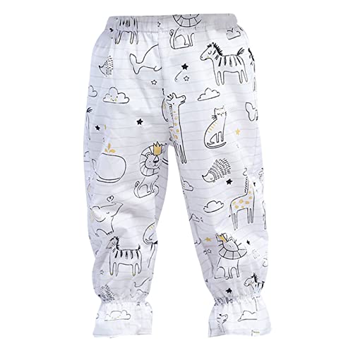 Cartoon Print Striped Pants for Toddler Boys Casual Pants Kids Elastic Waist Trousers 1~7T (White, 6-7 Years)
