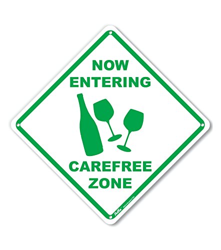 Panneau aluminium Now Entering Carefree Zone plaque murale anti-stress
